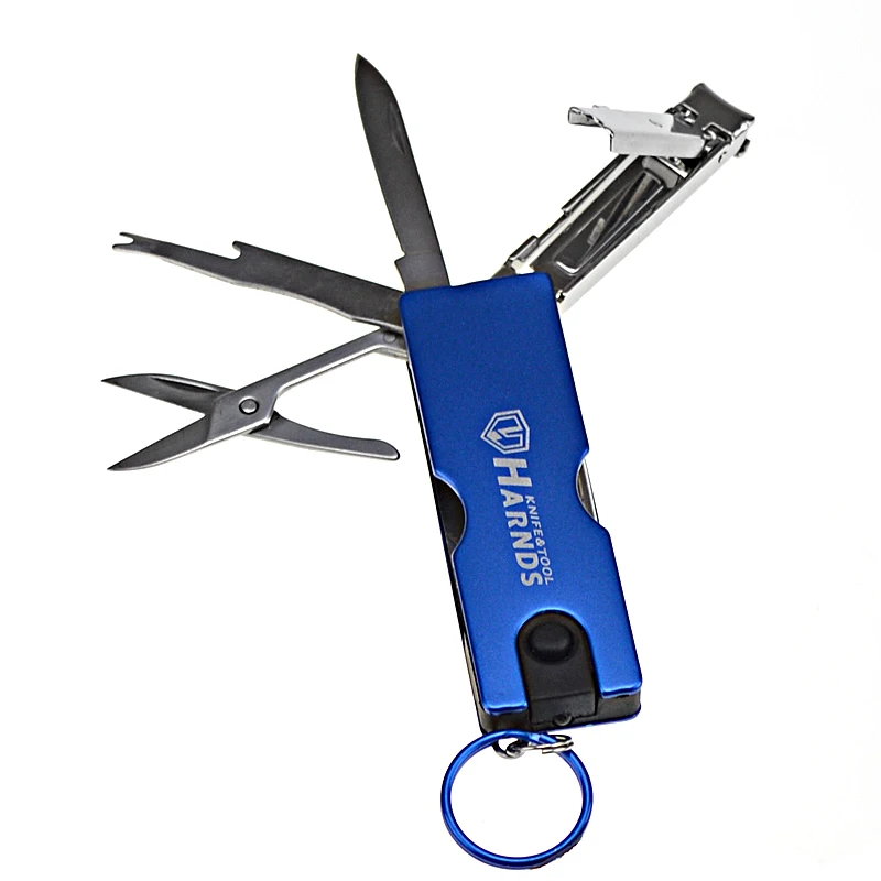 

HARNDS MT7803 Multi-Function Tools with Knife + shovel + curette + nail clipper + light + scissor+tweezer EDC Pocket Tool