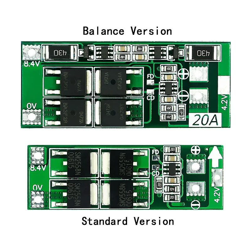 2S 20A 7.4V 8.4V 18650 Lithium Battery Protection Board/BMS Board Standard/Balance For DIY