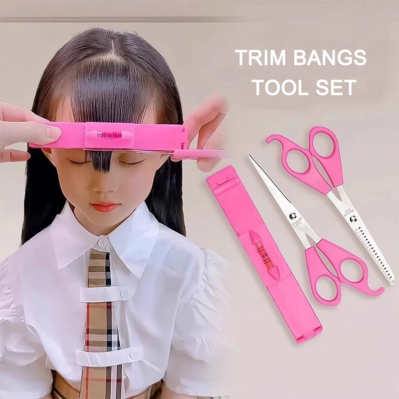 Little Girl's Hair Trimmer Set Children's Bangs Clipper for Home Use Flat Tooth Clipper Three Piece Set for Girl's Haircut
