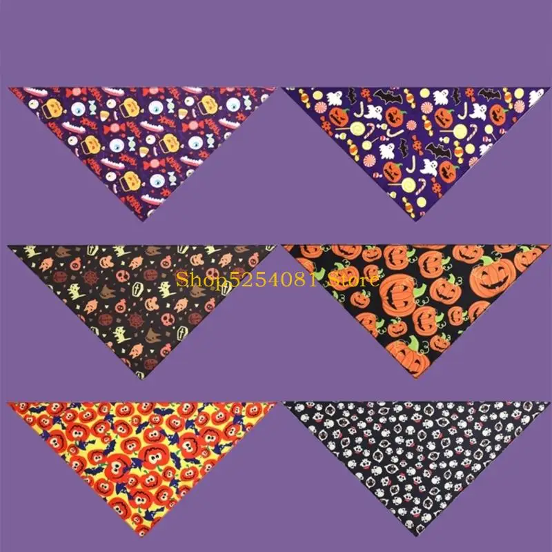 AXYC 3lots Halloweens Triangular Scarf Permeable Pet Neckerchief Dog Triangles Bib