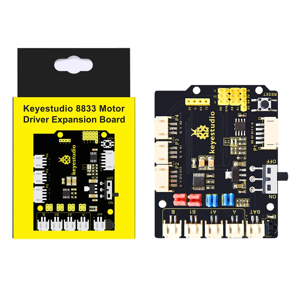 Karta rozszerzeń sterownika silnika Keyestudio 8833 wykorzystuje zaciski PH2.0 i układ sterownika silnika 8833 dla Arduino
