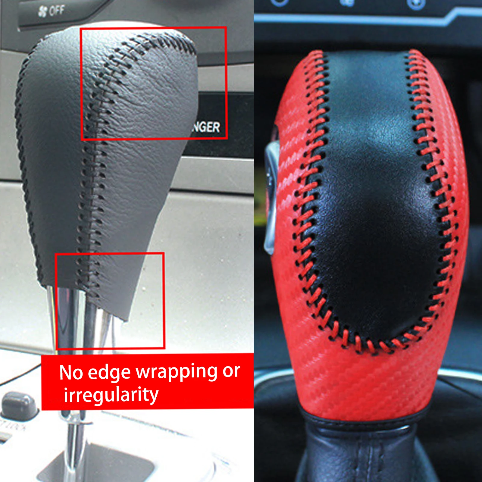 Car PU Carbon Look Gear Shift Knob Cover For Ford EcoSport Escape / Fusion /C-Max Energi Wagon / Fiesta / Focus