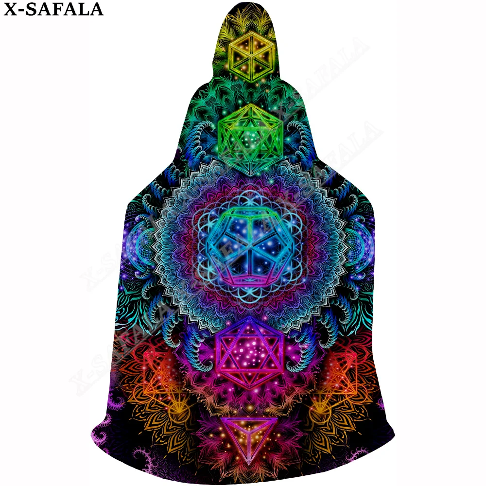 

Hippie Psychedelic Colorful Trippy 3D Print Capes Robe Halloween Cosplay Thin Hooded Cloak Adult Kids Dress Up Props Costumes-1