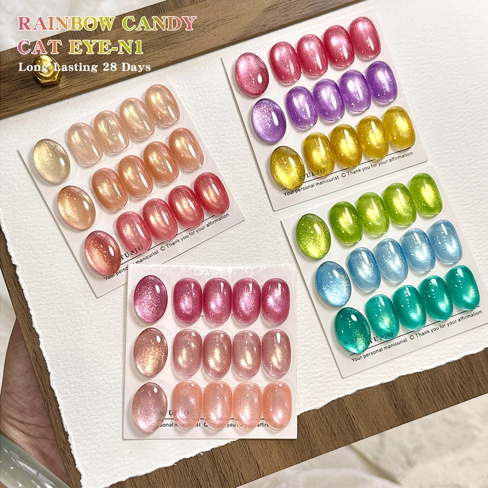 Vendeeni TPO HEMA FREE 12 Farben/Set Kristall-Katzenaugen-Gel-Nagellack Regenbogen-Candy Magnetischer UV-Soak-Off-Gel-Lack mit Display – Detail 10