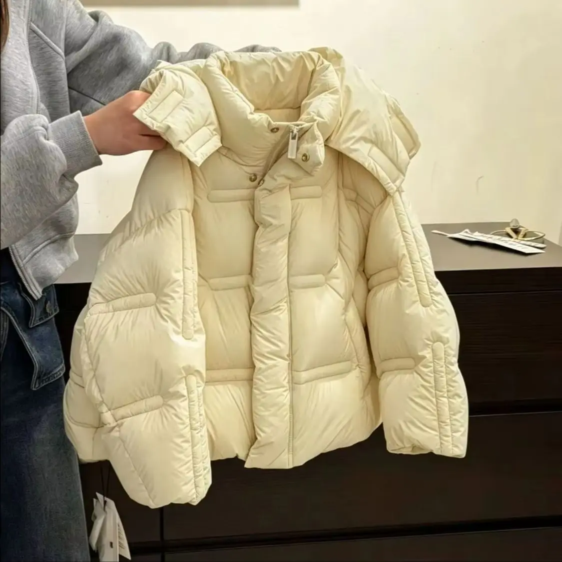 New Girls Puffer Coat Winter Thick Hooded Solid Color Padded Jacket Kids Warm Down Outerwear