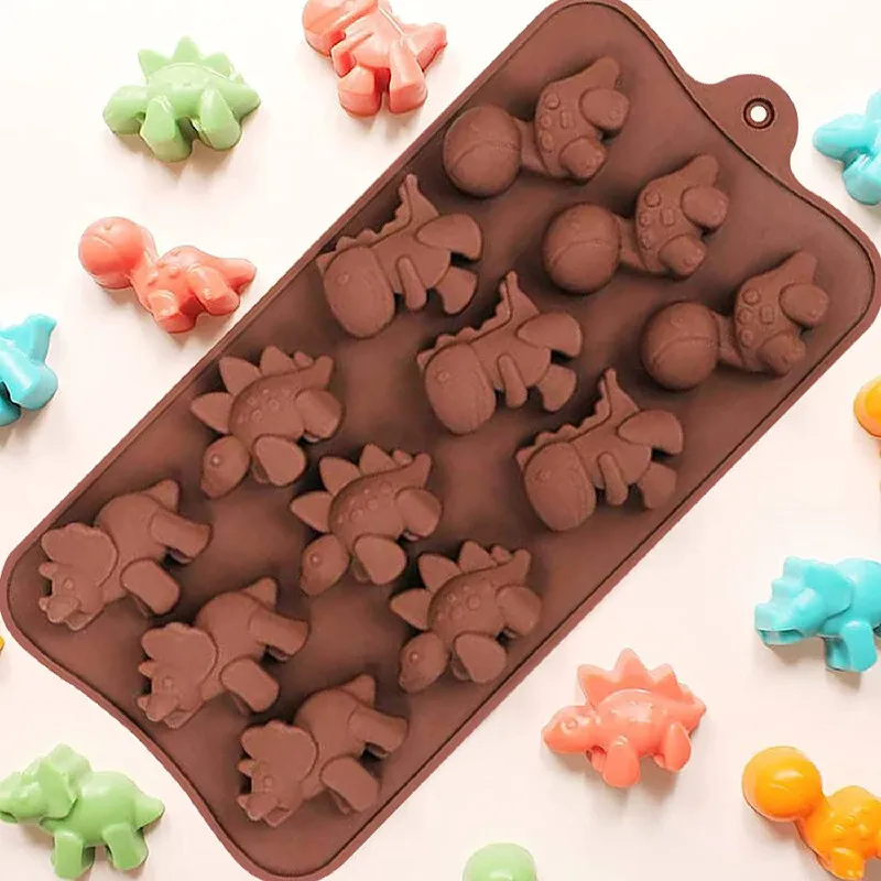 Silicone Chocolate Mold Cartoon Animal Lion Bear Dinosaur Chocolate Candy Ice Cubes Children\'s Food Supplement Party Baking Tool