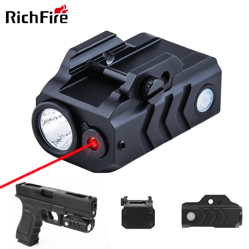 Richfire Laser Sight Flashlight Combo 800 Lumens with Strobe Function Tactical LED Gun Light for Pistol Rifle Magnetic Charging