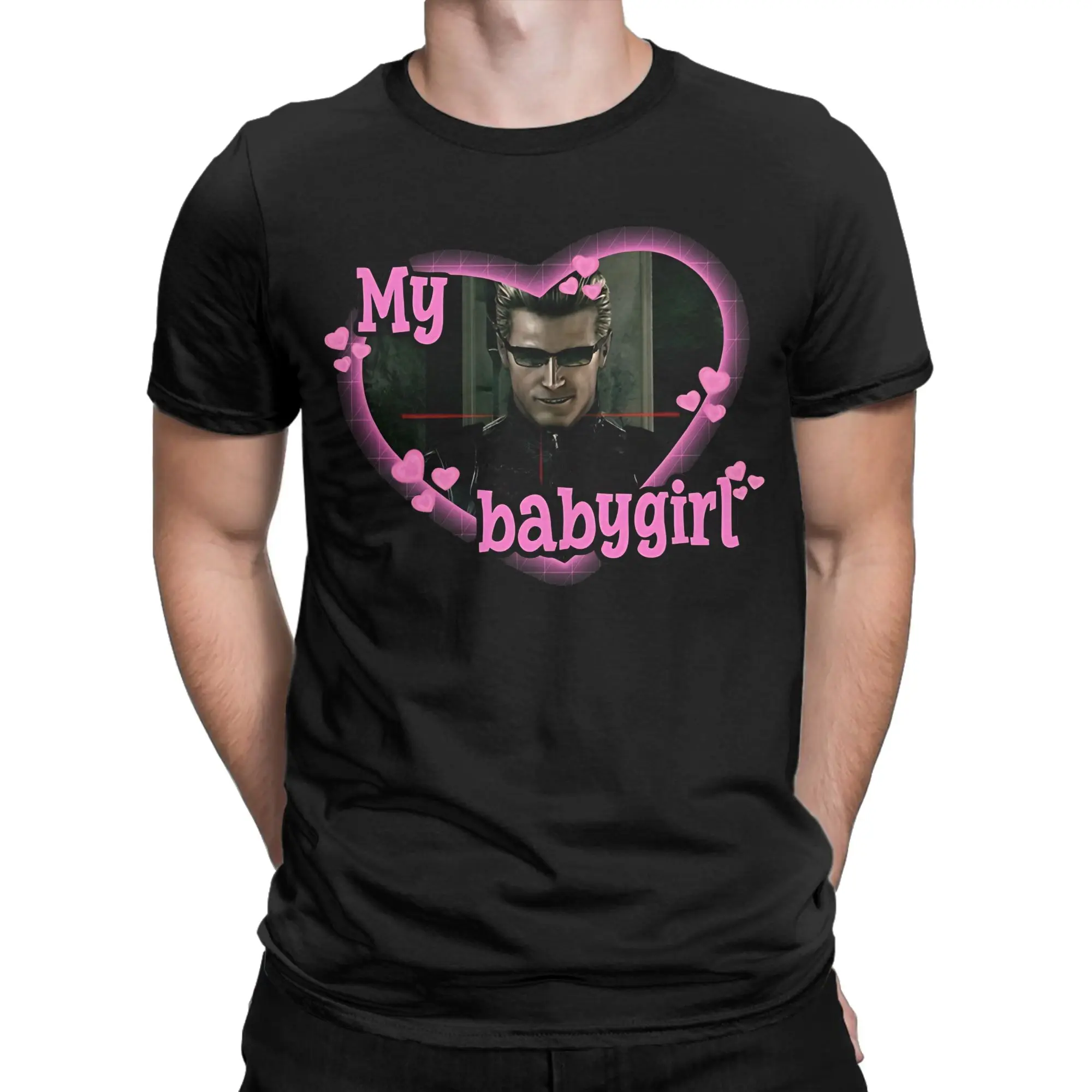 My babygirl Albert Wesker T-Shirt Men  Casual Cotton Tee Shirt Crewneck Short Sleeve T Shirt Printed Clothing