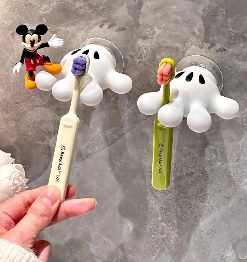 Disney Mickey Mouse Toothbrush Holder Cartoon Anime Toothbrush Stand PVC Suction Cup Bathroom Storage Accessories kids Gifts Toy