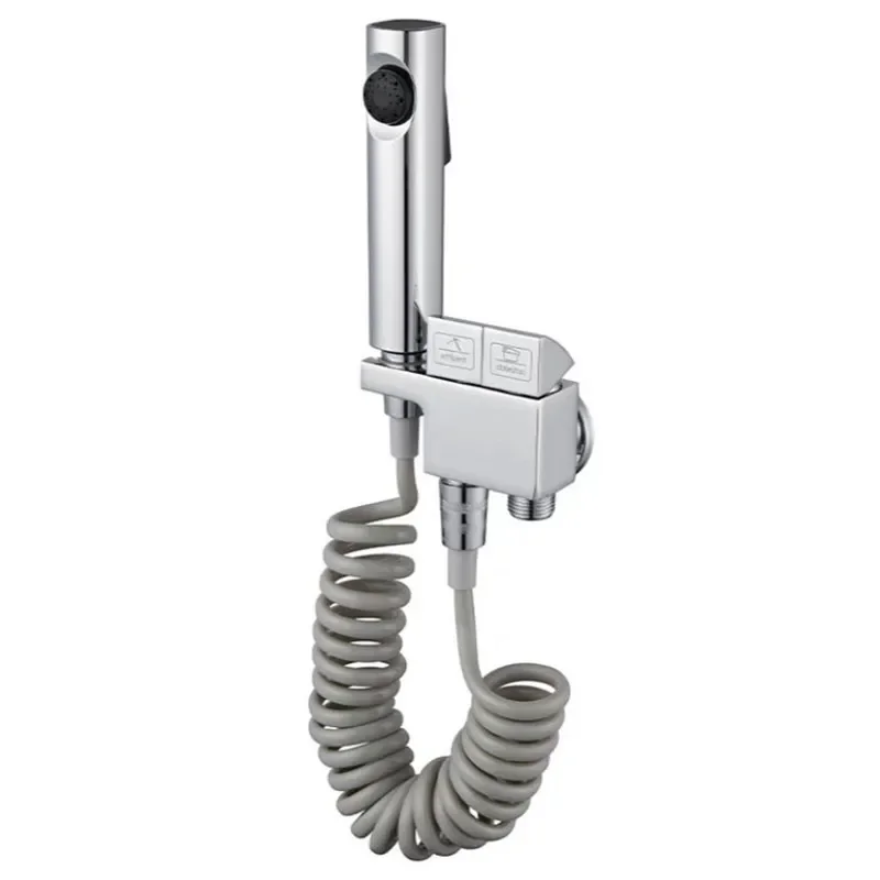 Toilet Bidet Sprayer Piano Keys Double Outlet Angle Valve Wall-mounted Double Outlet Bidet Toilet Accessories Cold Water Copper