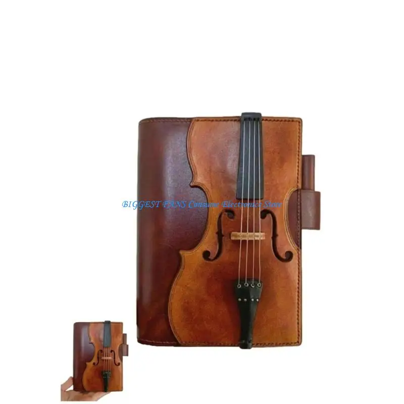 バイオリンレザーノートパッド文房具ノートブックジャーナルノートパッドシンプルノートブック