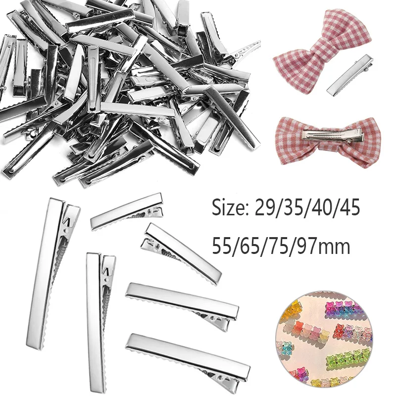 

25/50 шт., заколки для волос из кожи аллигатора, 29-97 мм, шпилька с одним зубцом и зубцами, пустая металлическая основа для самостоятельного изготовления ювелирных изделий