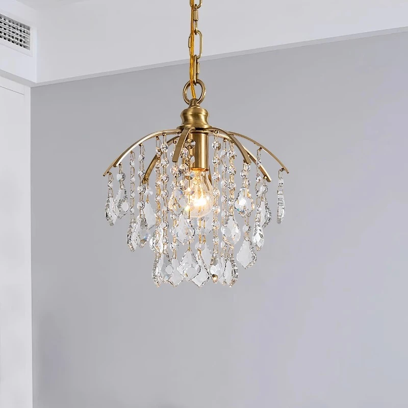 Crystal bedside small chandelier modern cloakroom bedroom light creative French personalized study full copper light