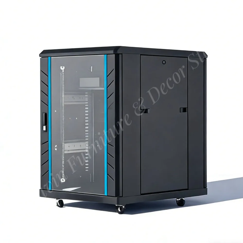 19-inch 22U Network Cabinet Ventilated Mesh Door Black in Stock for Small Business Infrastructure Data Center Server Room