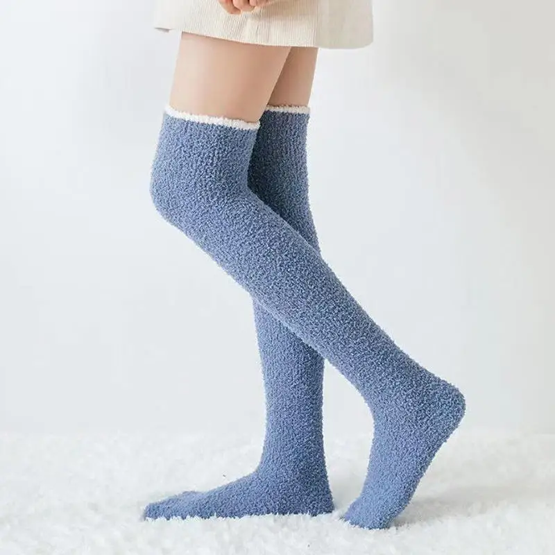 

Women's Coral Fleece Thigh-High Socks, Plush Winter Soft Over-Knee Socks For Home, Sleep And Lounging