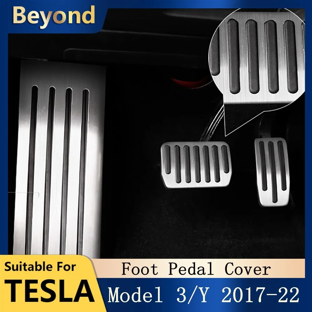 Aluminum Alloy Car Foot Pedal Pads Covers For Tesla Model 3 Y 2022 Accessories Non Slip Accelerator Brake Rest Pedal Model 3