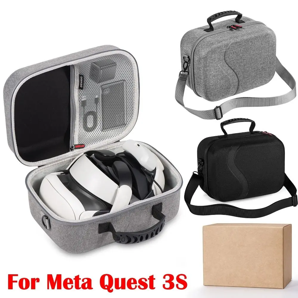 2024 Shockproof VR Headset Storage Bag EVA Portable Carrying Case Handle Large Capacity Hard Shell for Meta Quest 3S