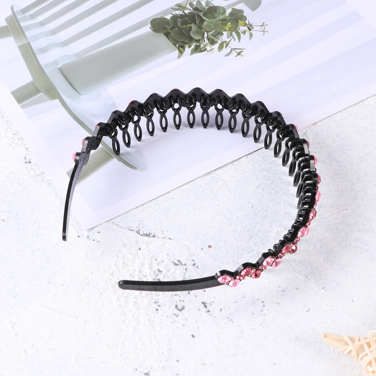 

Large Rhinestone Hair Hoop Girl Acrylic Teeth Comb Headband Sparkling Elegant Hair Loop For Party Halloween Christmas 6# Rosy