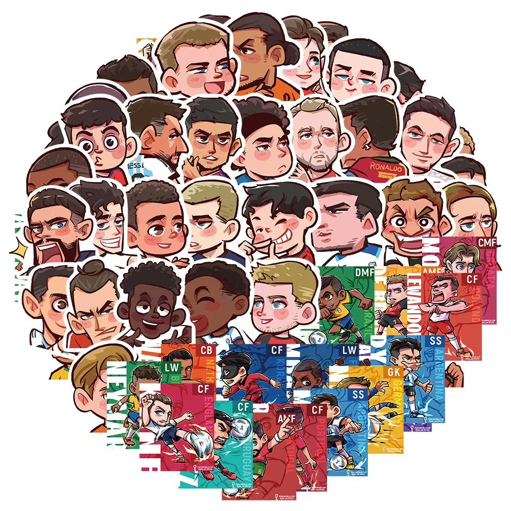 10/30/54Pcs Football star Q-version cartoon Stickers Waterproof Decal Laptop Motorcycle Luggage Snowboard Fridge Car Sticker