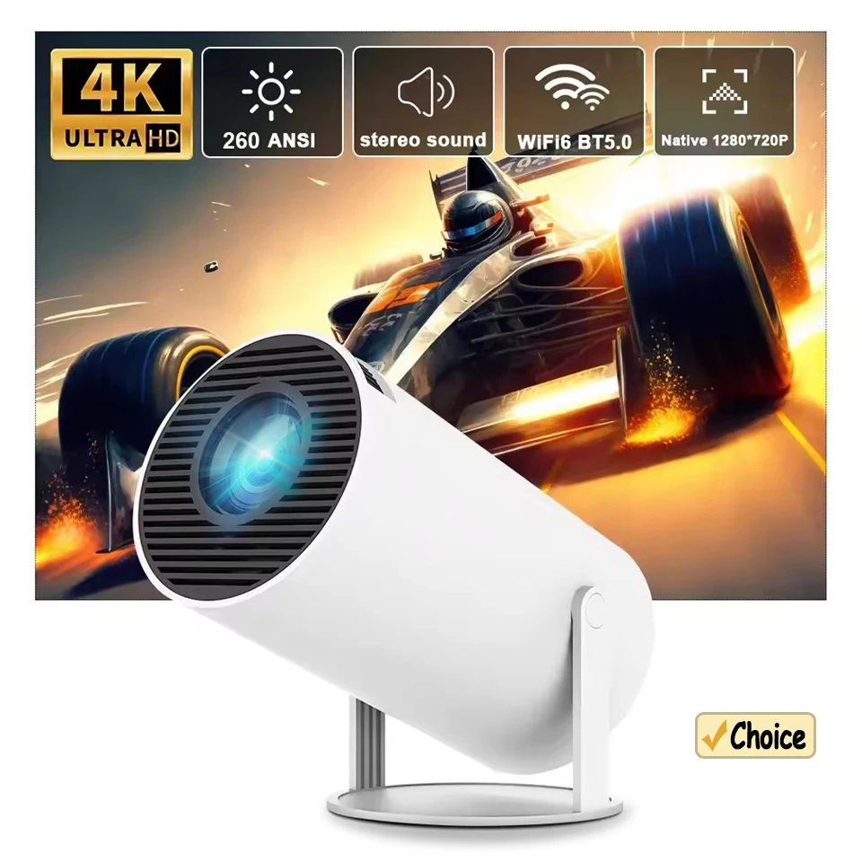 2026 Nieuwe HY300 Projector 4K Android 11 Wifi6 290ANSI Allwinner H713 BT5.0 1080P 1280*720P Cinema Buiten Portable Projector ﻿