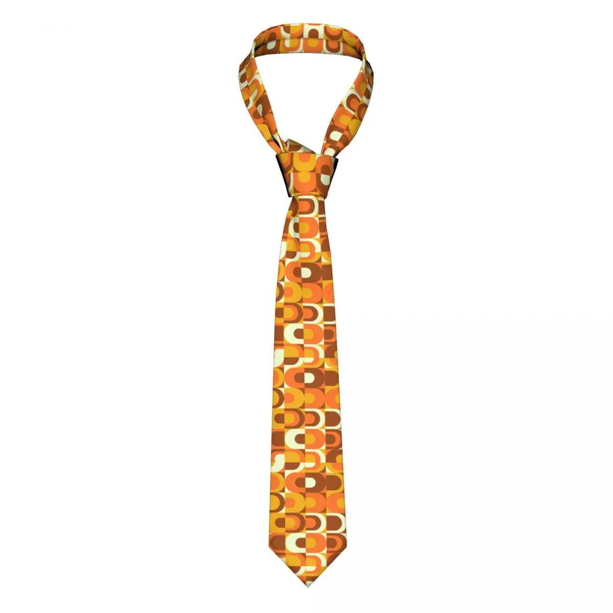 

Formal 70s Pattern Retro Inustrial In Orange And Brown Tones Ties for Party Custom Men Geometric Colorful Neckties