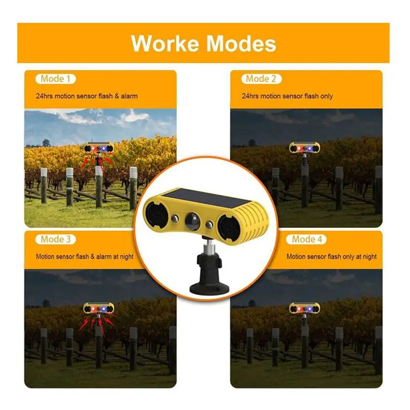 B03C-6X Solar Motion Sensor Alarm, Outdoor Warning Light,13 Sounds Security Alert System Animal Repeller For Farm Yard Barn