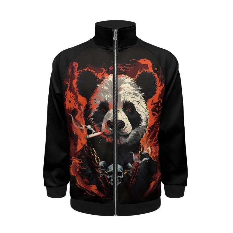 

New Men's Zipper Jacket Tops 3d Astronaut Panda Long-sleeved Coat Top Men Lapel Collar Shoulder Jacket Unisex Sweatshirt Hoodies