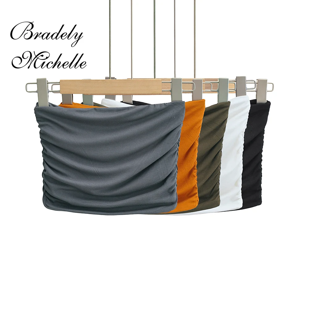 BRADELY MICHELLE Sexy Women Crop Top 2022 Summer Double Cropped Tops Sleeveless Tanks Side Pleated Double Chest Wrap