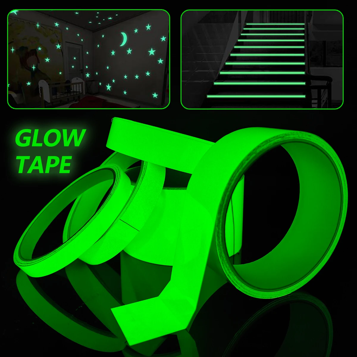 Luminous Tape For Night Use, Waterproof Luminous In The Dark Tape Stickers Bright Fluorescent Outdoor for Fishing Poles, Ropes