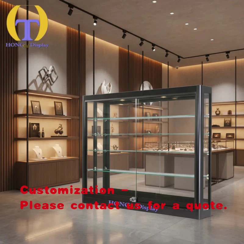 

Новая черная алюминиевая витрина custom.2026 с замком, закаленным стеклом и LED-подсветкой для тяжелых условий эксплуатации, для магазинов табачных товаров и розничных магазинов