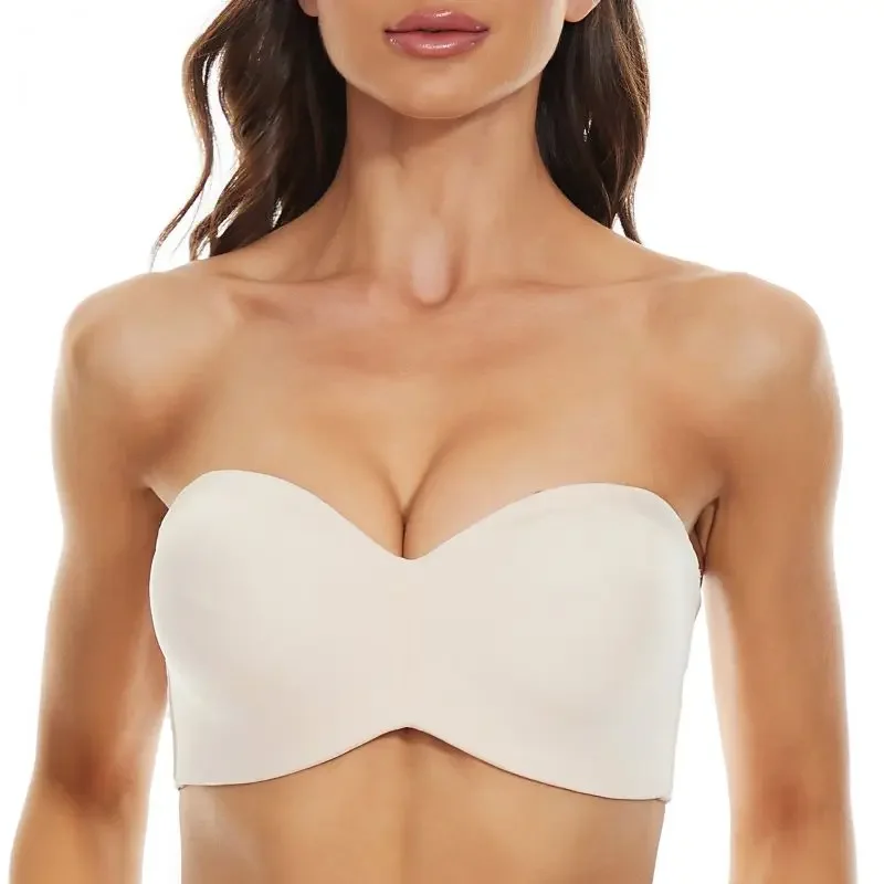 Strapless Bra Full Support Non-Slip Convertible Bandeau Seamless ,Customized Plus Size Bra Underwire Convertible Smooth Unpadded