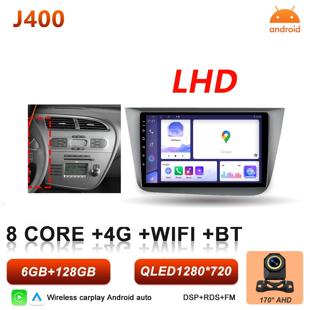 Android 16 autoradio Carplay voor Seat Altea 5P Toledo 3 2004 - 2015 Auto multimediaspeler stereo BT intelligente systemen scherm