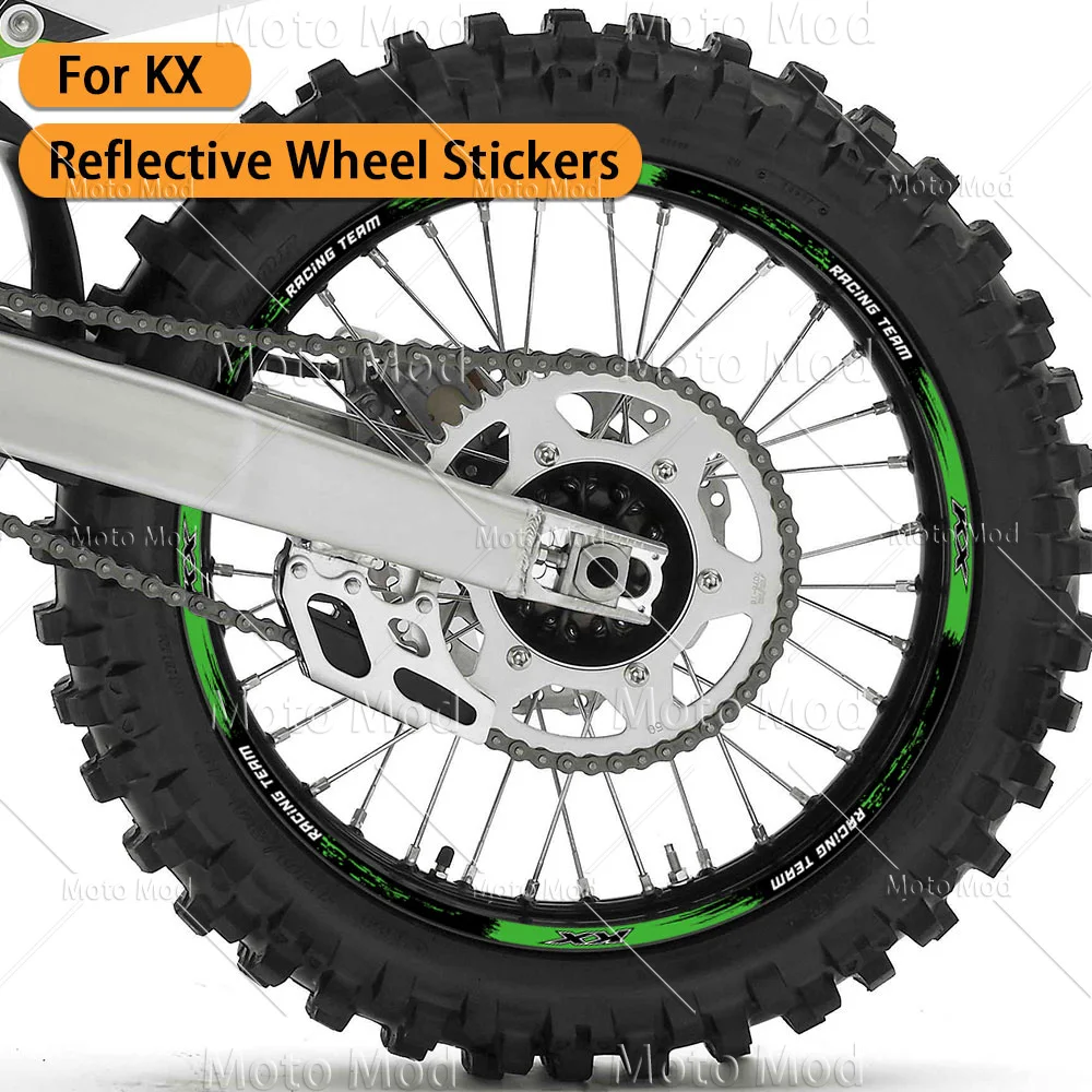 

For kawasaki KX 250 450 500 125 250X 450X KX250F KX450F 50 YEARS Reflective Motorcycle Wheel Sticker Rim Decal Hub Stripe Tape