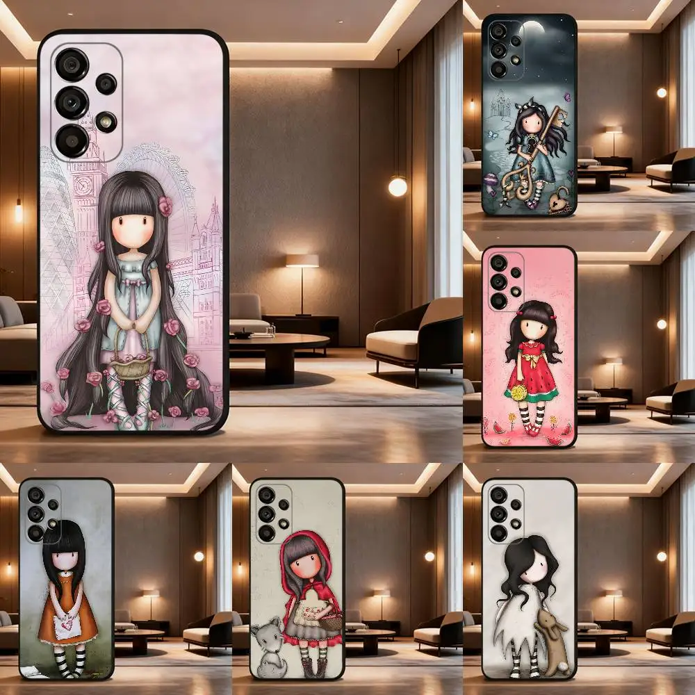 

S-Santoro G-Gorjuss Phone Case For Samsung Galaxy A73,31,32,72,41,53,52,71,22,5G,Note,J7,8,9 Soft Black Cover