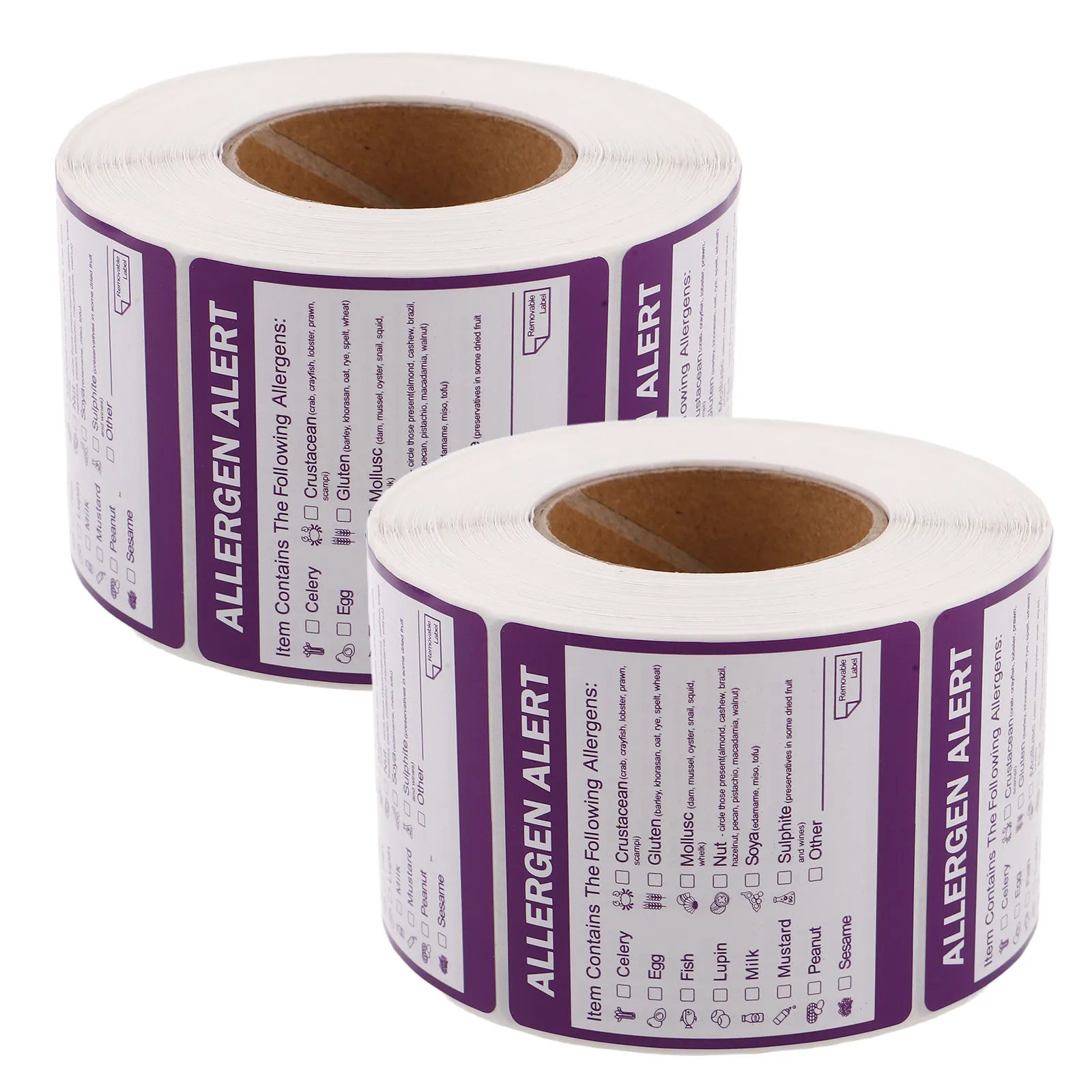 

2 Rolls Food Allergen Warning Stickers 2 Inch Allergy Notice Labels Compact Allergen Identification for Restaurants Catering