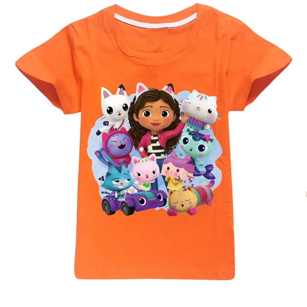 Gabbys Doll House Cotton T-shirt T New Cute Gabby Cats Kids Tees Clothes Summer Baby Boys oddler Girls Short Sleeve Tops 2~16Y