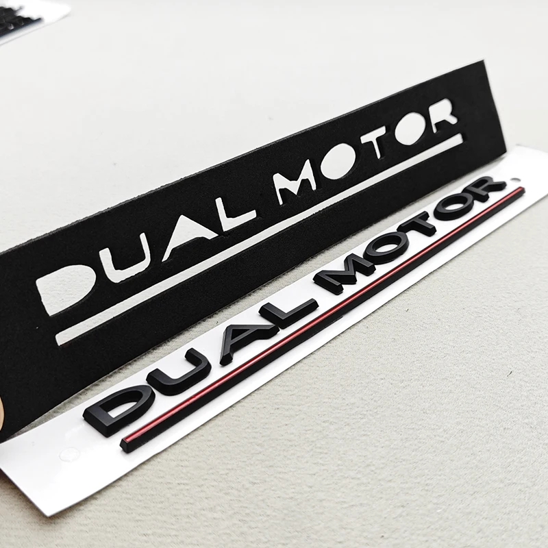 3D ABS Chrom Schwarz Auto Buchstaben Logo DUAL MOTOR Emblem Heckklappen-Abzeichen für Model 3 Y Dual Motor Aufkleber Auto Zubehör – Detail 5