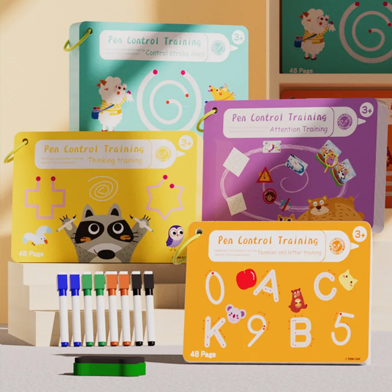 48 Pages Tracing Workbook Montessori Books Pen Control Training Early Childhood Exercise Book Reusable Calligraphy Copybook