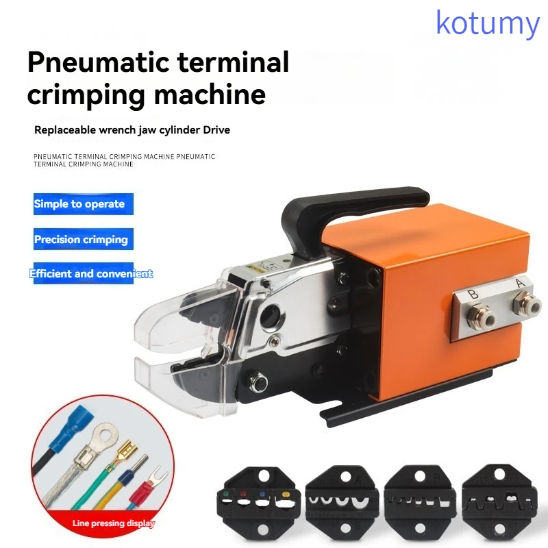 Kotumy AM-10 Pneumatic Terminal Crimper 0.25-10mm² Wire Crimping Tool with Dies for Cold Press Terminals