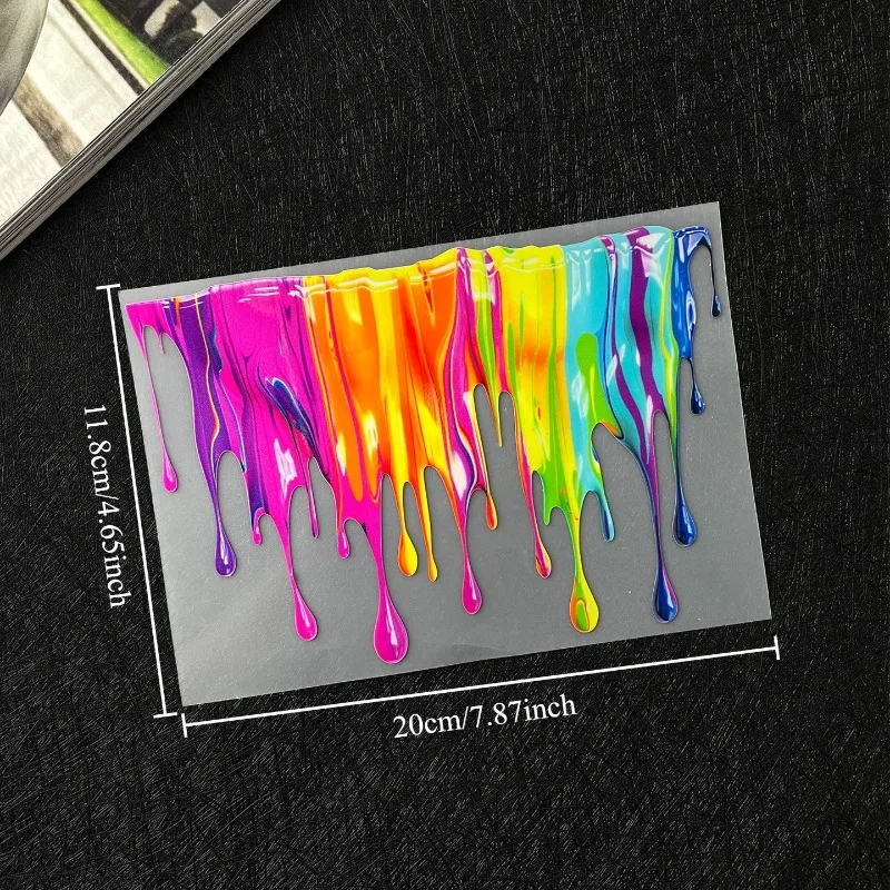 Rainbow Drip Paint Vinyl Stickers, Waterproof Scratch Resistant, Vibrant Melting Liquid Decor Decals