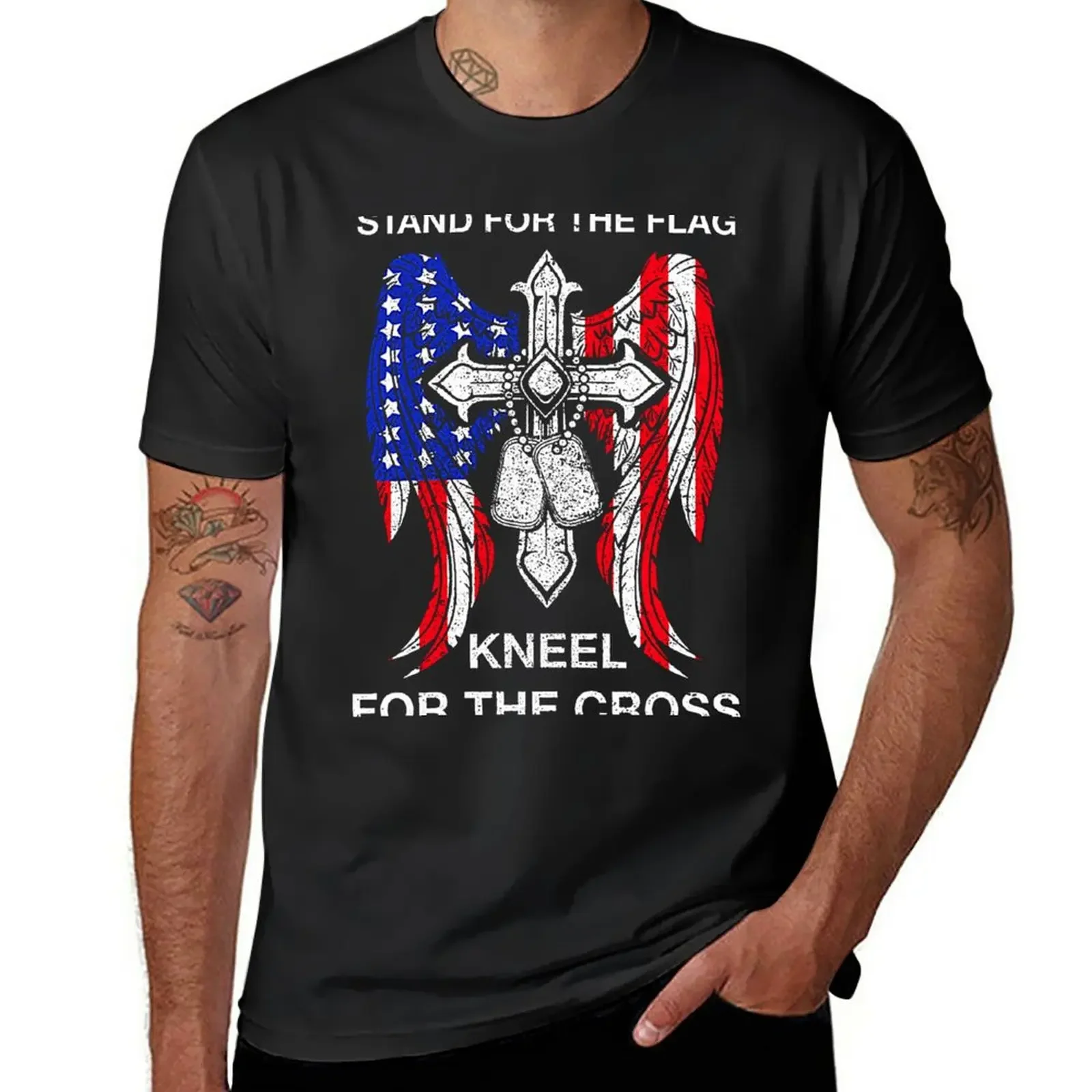 New Stand For The Flag Kneel For The Cross T-Shirt Anime t-shirt t-shirts man custom t shirts oversized t shirts for men