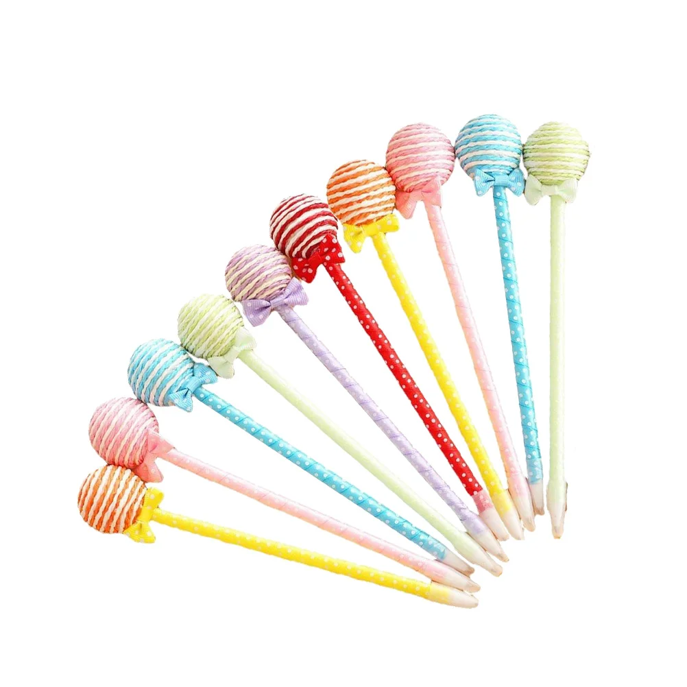 

10Pcs Butterfly Knot Ballpoint Pens Stylish Lollipop Shape Portable Writing Pen Student Stationery Creative Office Signing