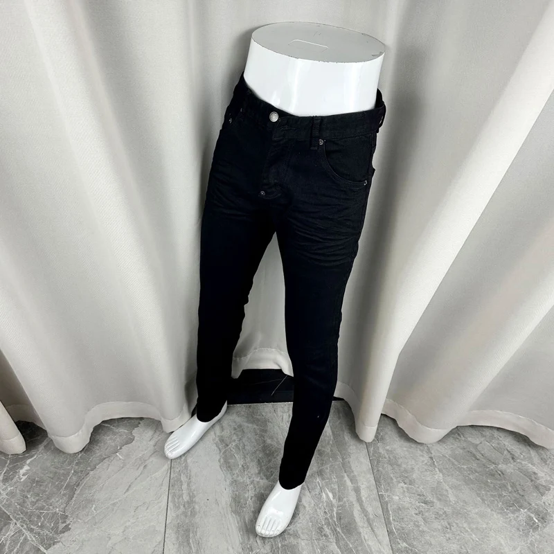Designer Washed Retro Slim Fit Black Denim Jeans Elastic High Street Trendy Hip-Hop Brand Fashionable And Trendy New Style