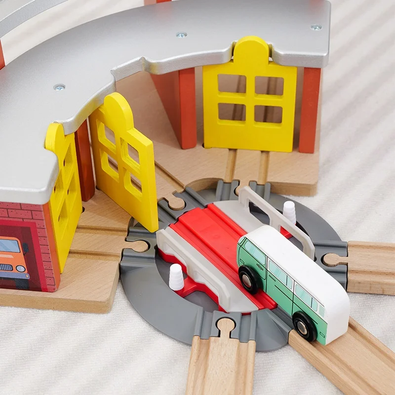 Wooden Tracks Accessories Beech Wood Railway Train Track Bridge Tunnel Station fit for Wood Tracks Toys for Kids