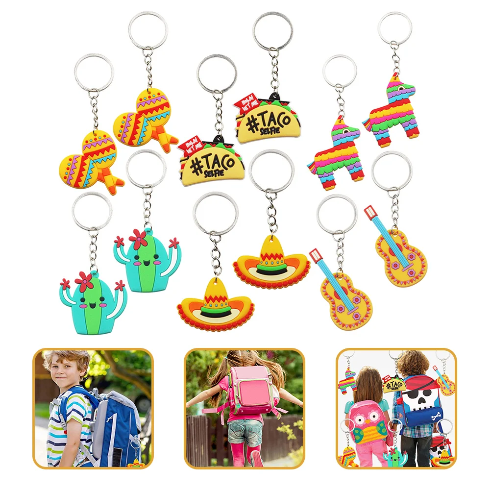 

24 Pcs Cartoon Keychain Party Farvor Keyrings Creative The Gift Keychains for Kids Mexican Decor Funny Guitar Bag