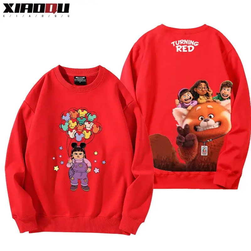 

Disney & Pixar Turning Red Co-branded Crewneck Sweatshirts Loose Fit Casual Top for Men Women Disney Movie Peripheral hoodies