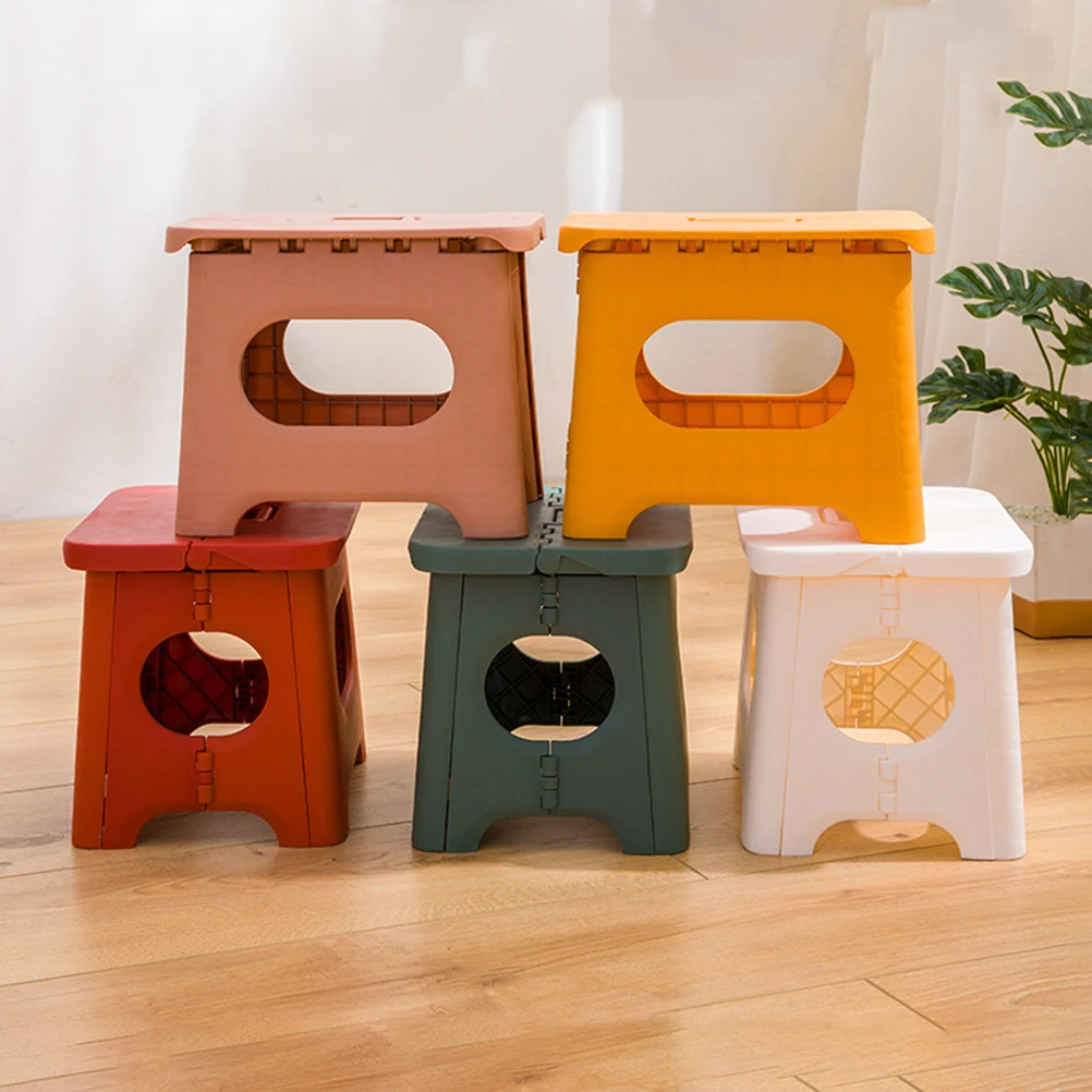 

Small Foldable Stool Portable Folding Taboret Pure Color For Home Office Bathroom Space Saving Lightweight Pp Foldable
