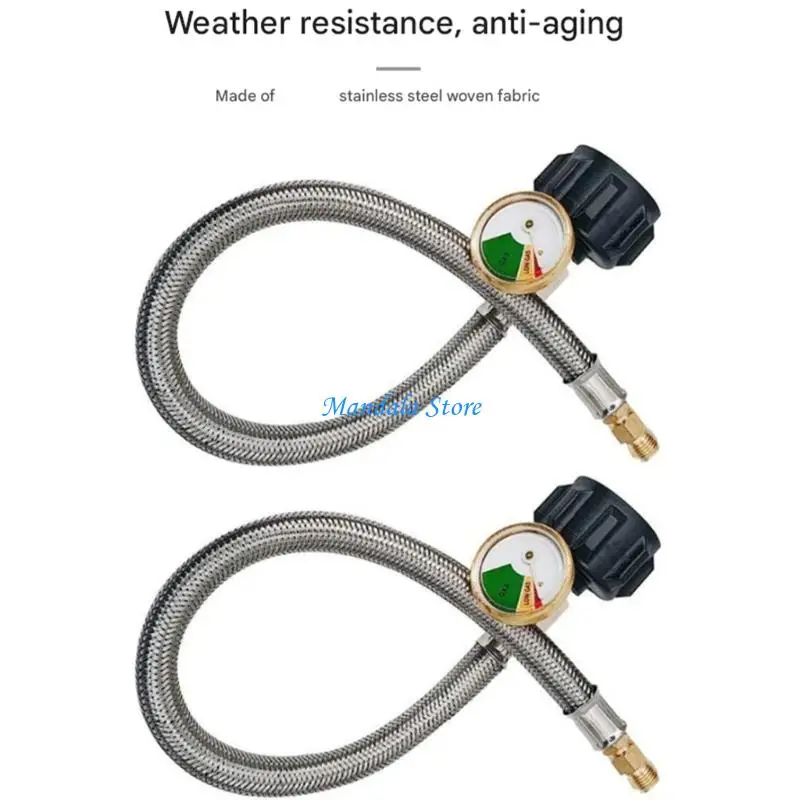 U2JC Pack of 2 C3H8 Hoses 15 Foot Untarnished Plaited with Pressure Measure for Gas Structure