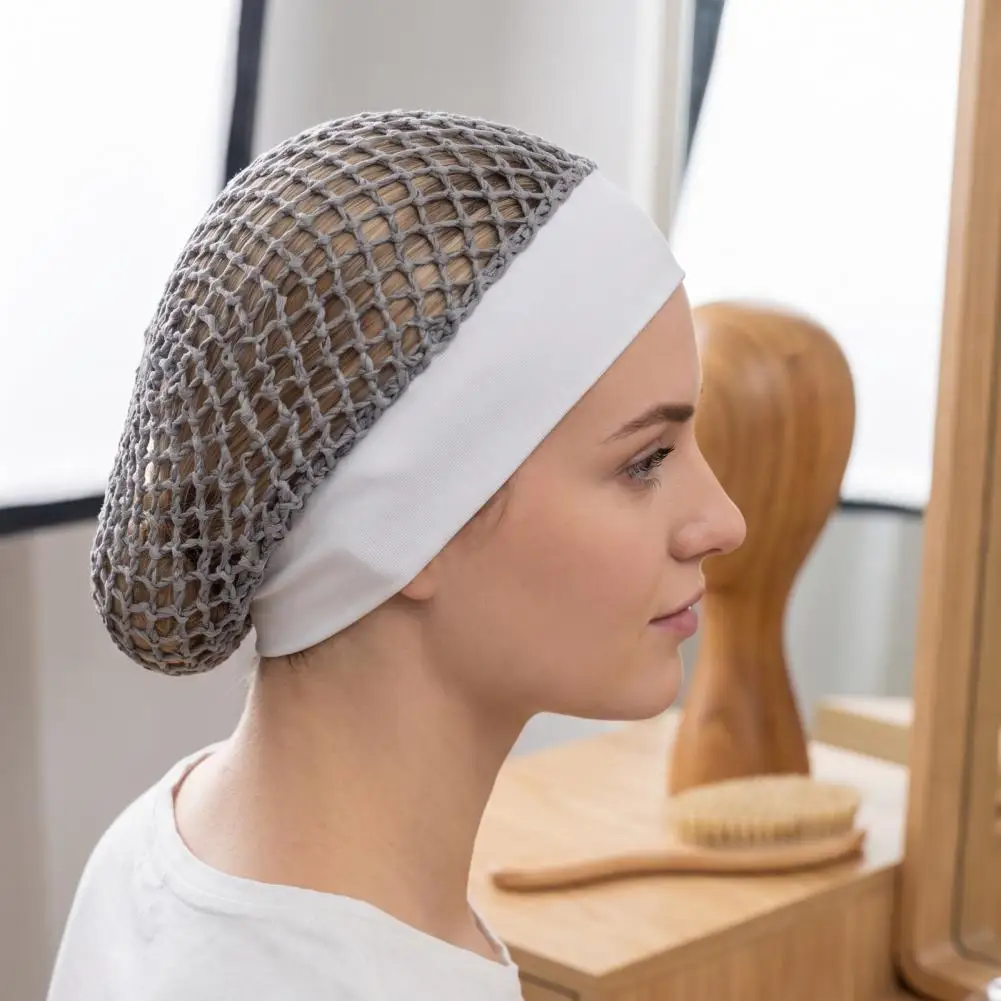 Women Mesh Crochet Hairnet,Styling Breathable Knit Snood Hat, Non-slip Turban Liner Cap, Hair Wrap for Sleeping