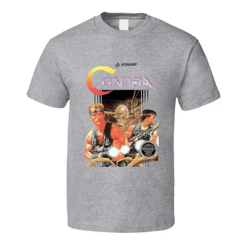 Camiseta Contra Nes Box Art Video Game - Cinza